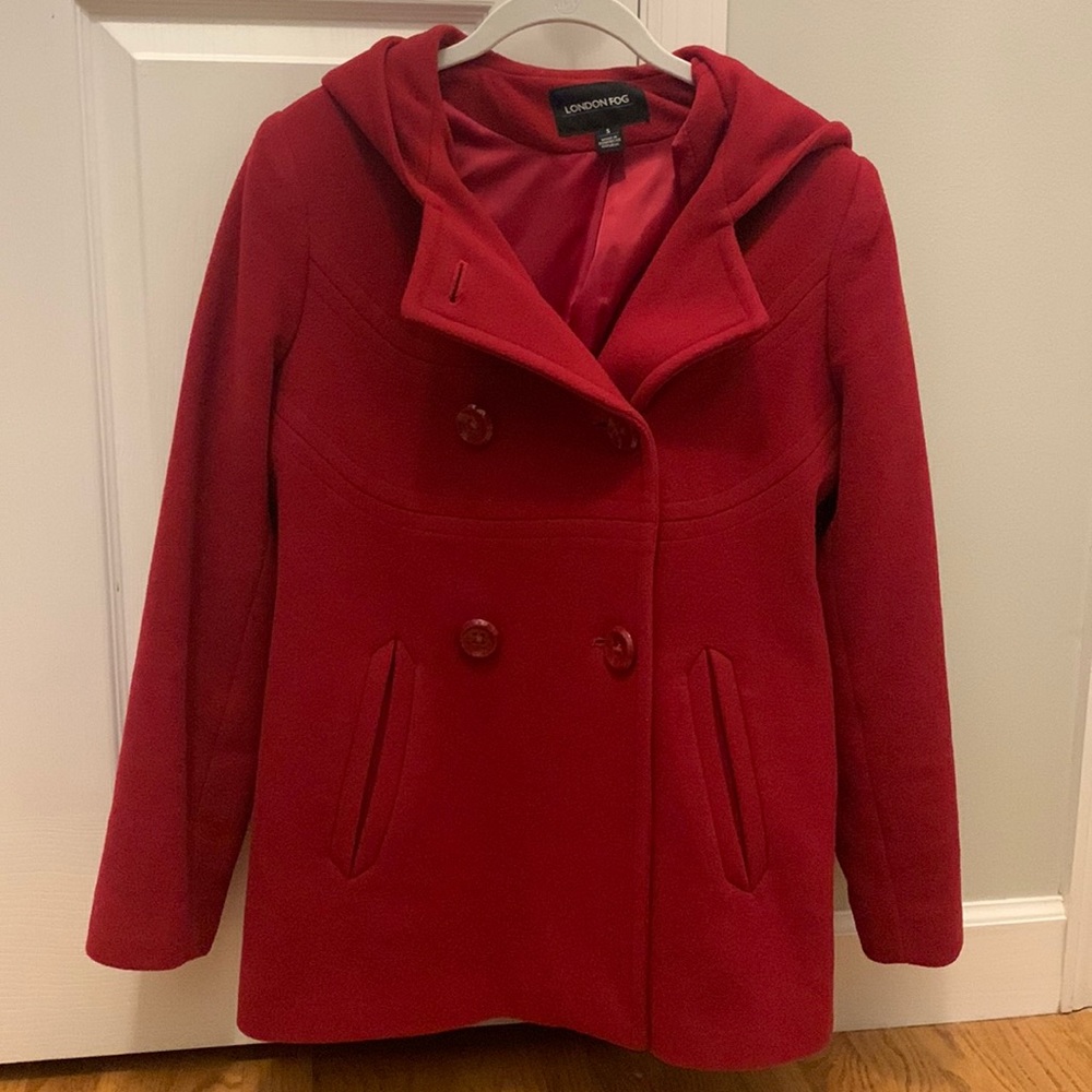 London Fog Red Hooded Wool Coat - Size S
